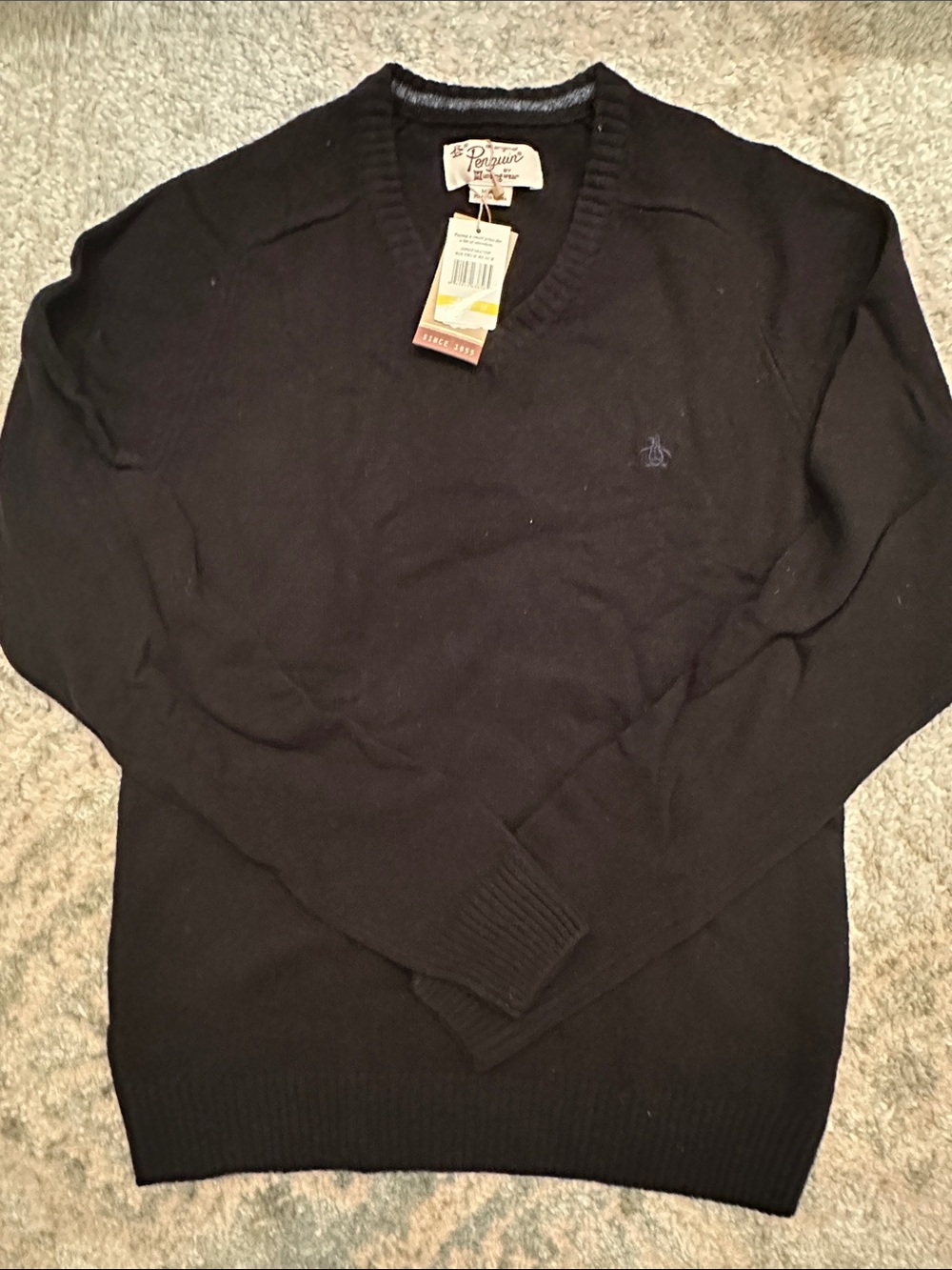 Original Penguin Men's Black V-Neck Pullover Sweater